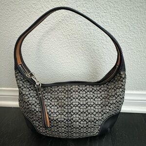 Authentic Coach Logo Black Canvas Shoulder Bag